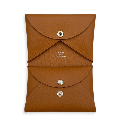 Calvi Duo Gold Card Holder in Epsom Palladium hardware