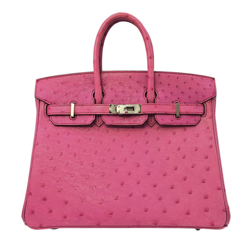 Birkin 25 Fuchsia in Ostrich Palladium hardware