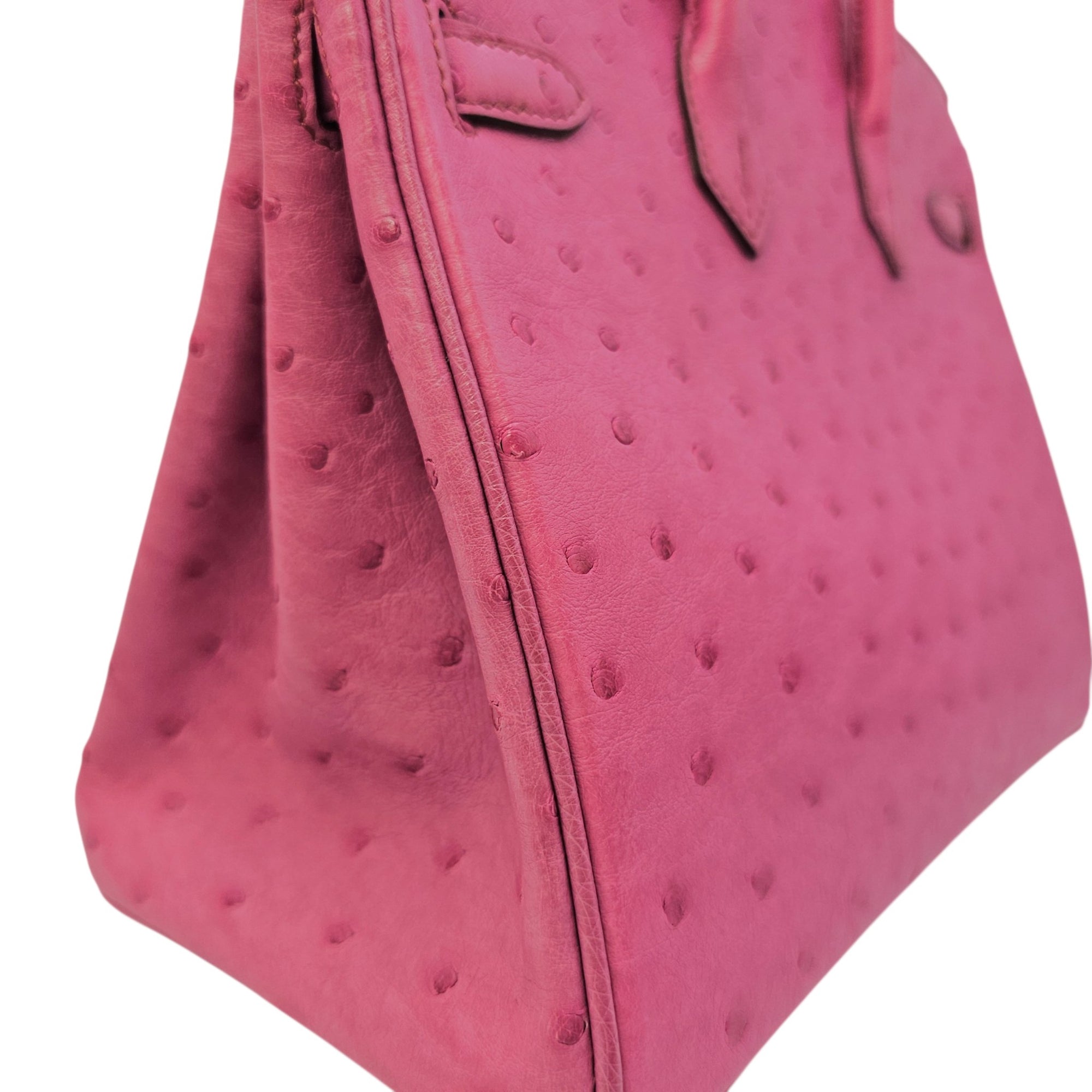 Birkin 25 Fuchsia in Ostrich Palladium hardware