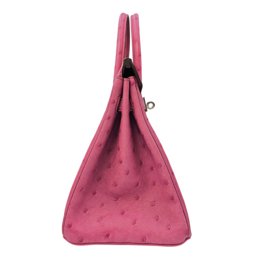 Birkin 25 Fuchsia in Ostrich Palladium hardware