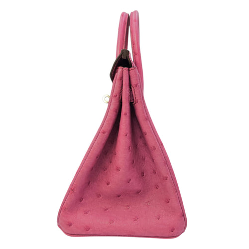Birkin 25 Fuchsia in Ostrich Palladium hardware