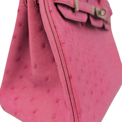 Birkin 25 Fuchsia in Ostrich Palladium hardware