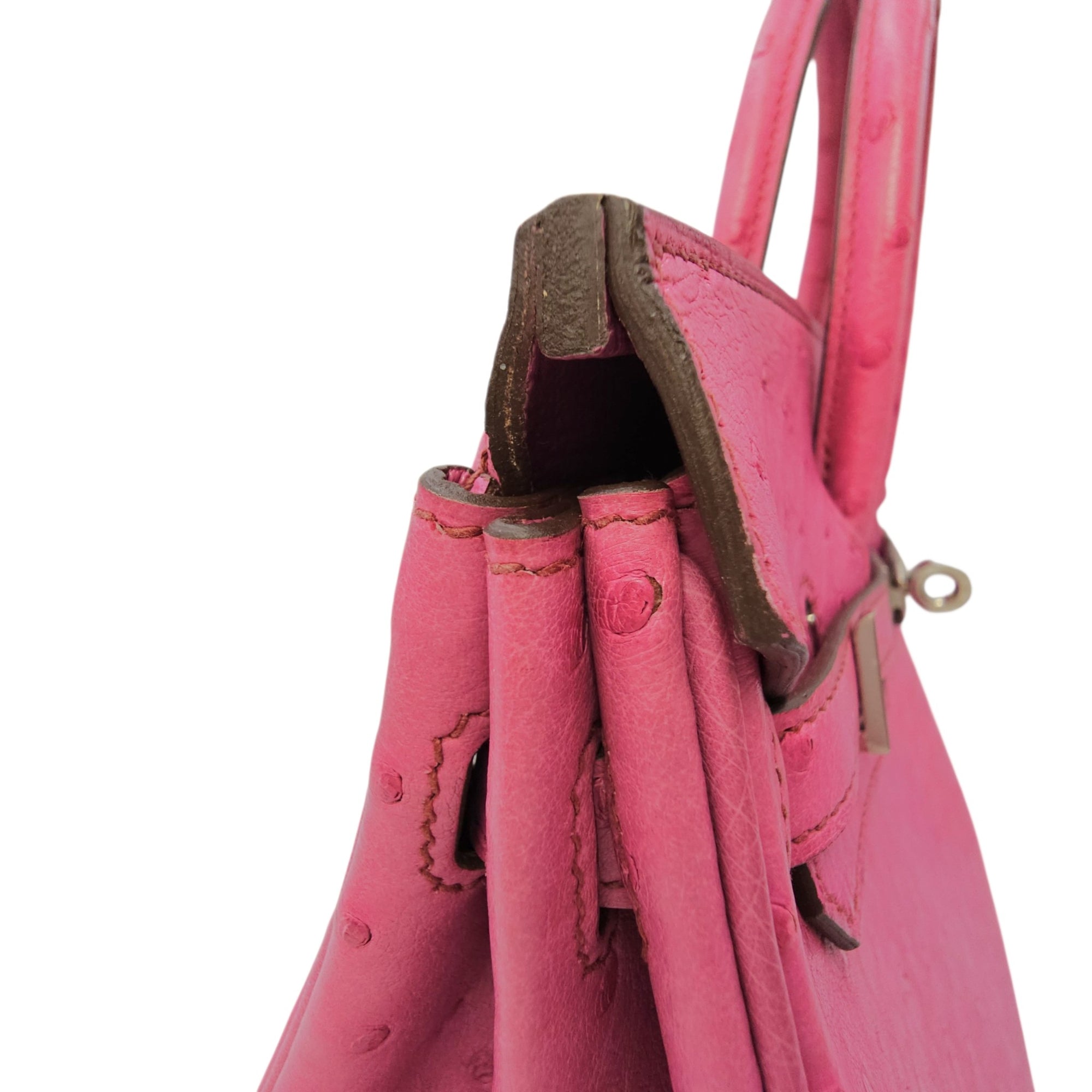 Birkin 25 Fuchsia in Ostrich Palladium hardware