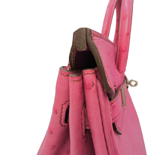 Birkin 25 Fuchsia in Ostrich Palladium hardware