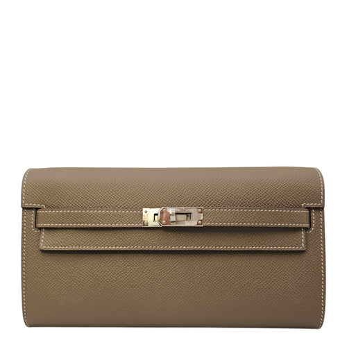 Kelly To Go  Étoupe Wallet in Epsom Palladium hardware