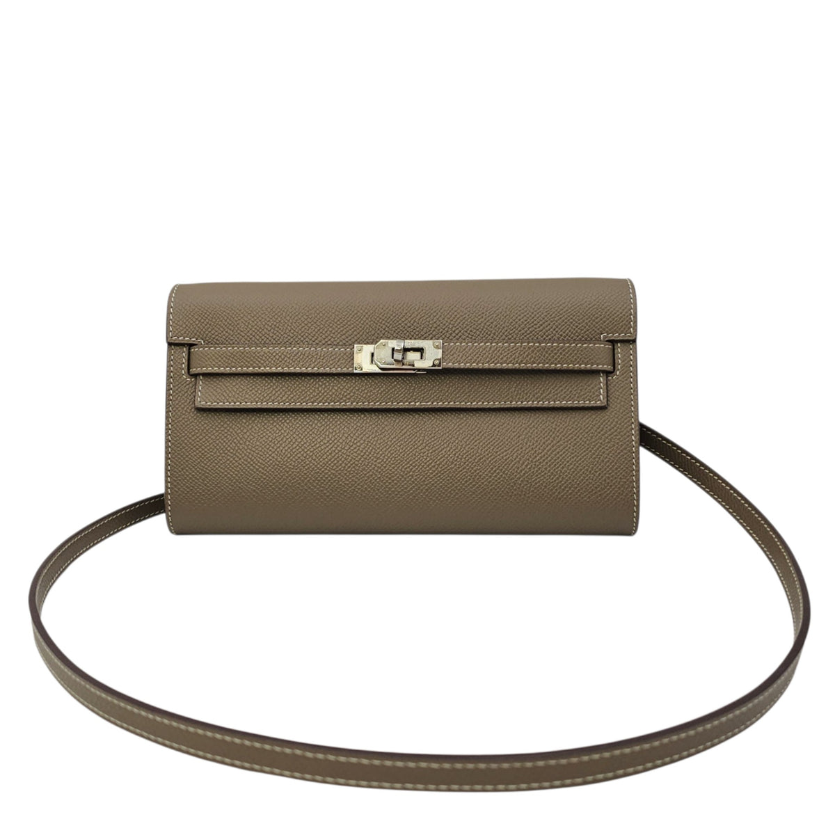 Kelly To Go  Étoupe Wallet in Epsom Palladium hardware