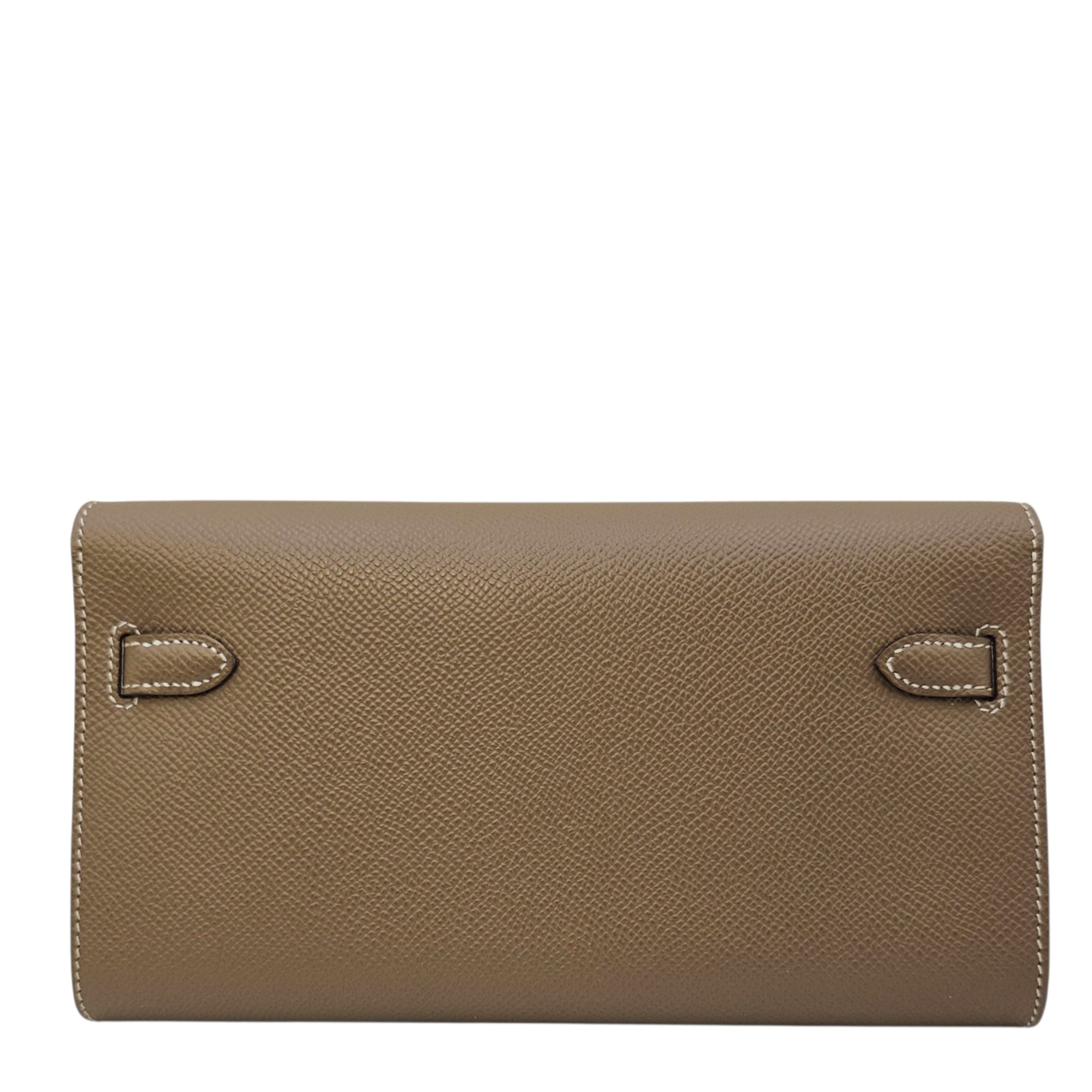 Kelly To Go  Étoupe Wallet in Epsom Palladium hardware