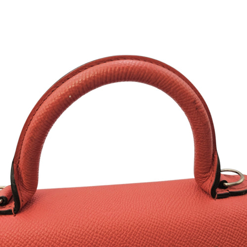 Rejane PM Red Top Handle Bag in Calfskin Silver hardware