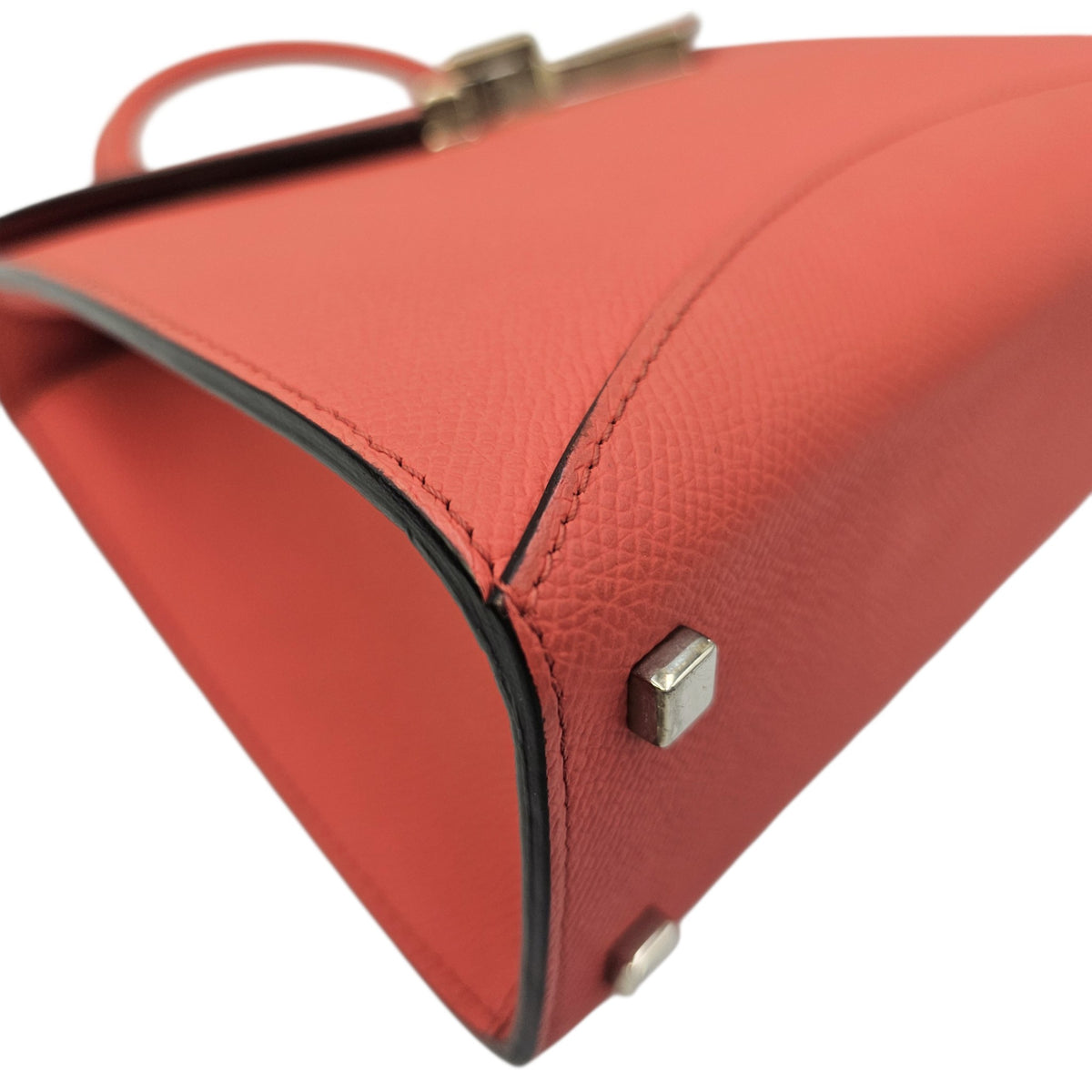 Rejane PM Red Top Handle Bag in Calfskin Silver hardware