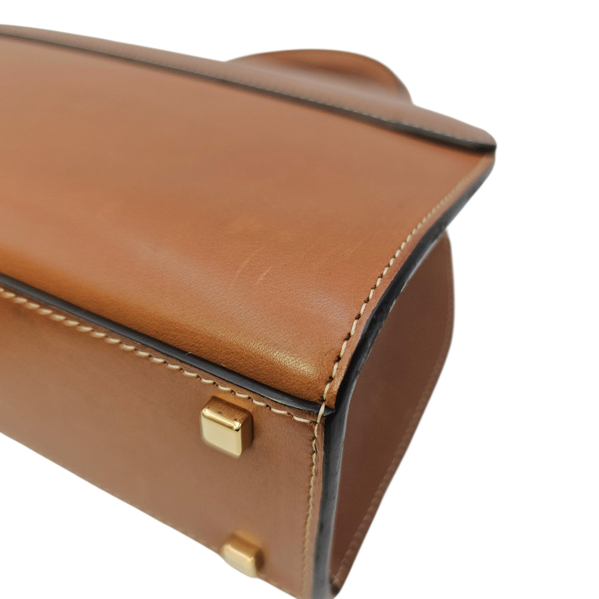 Rejane 23 Caramel Top Handle Bag in Calfskin Gold hardware