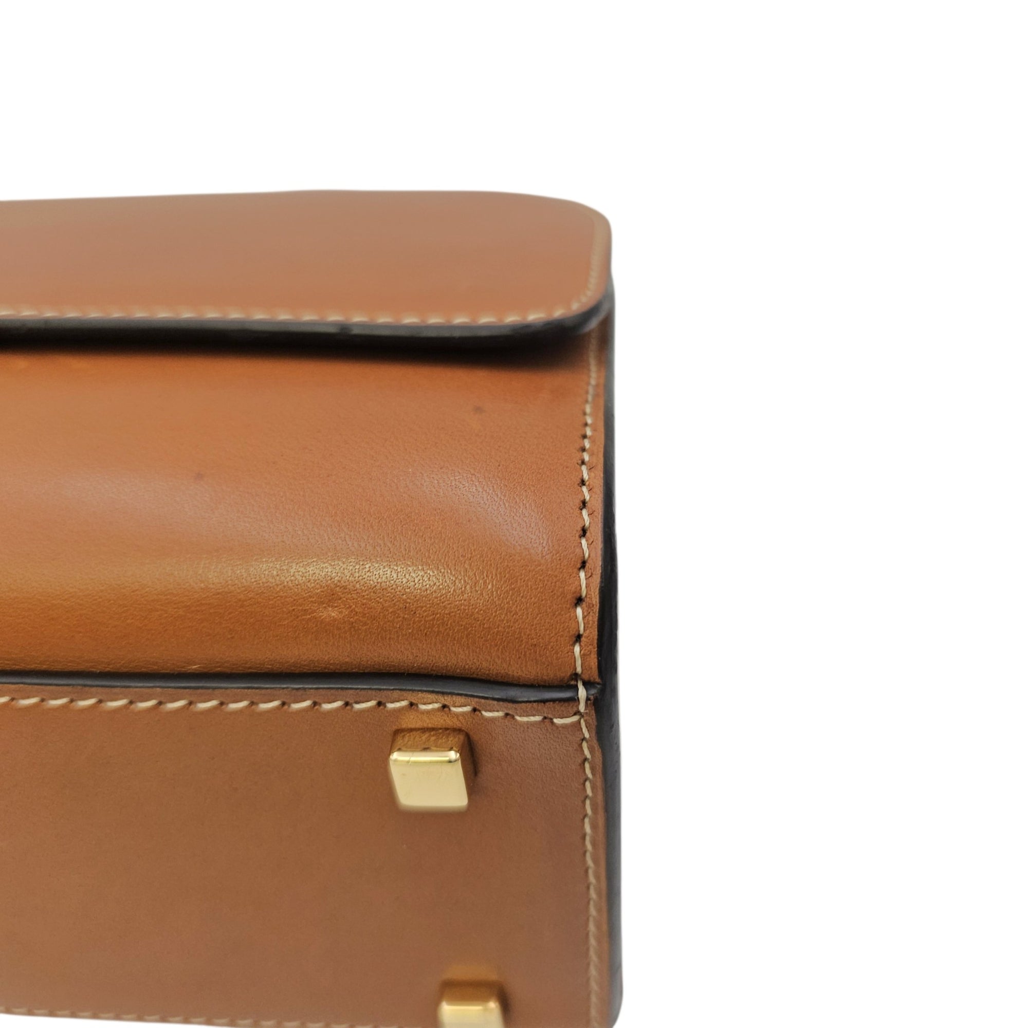 Rejane 23 Caramel Top Handle Bag in Calfskin Gold hardware
