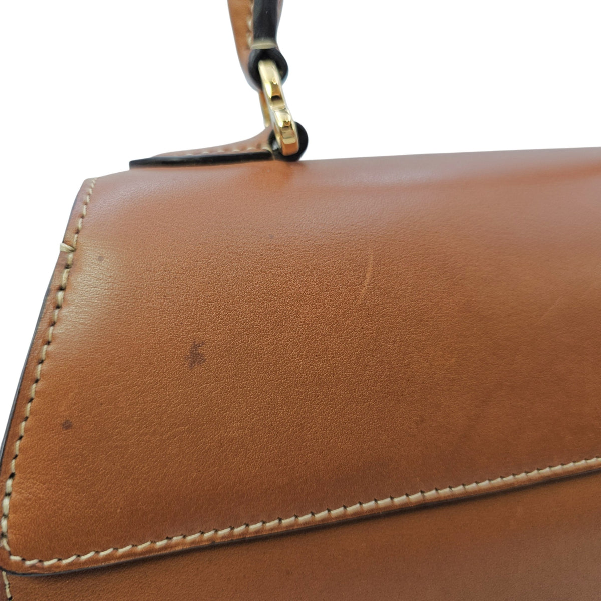 Rejane 23 Caramel Top Handle Bag in Calfskin Gold hardware