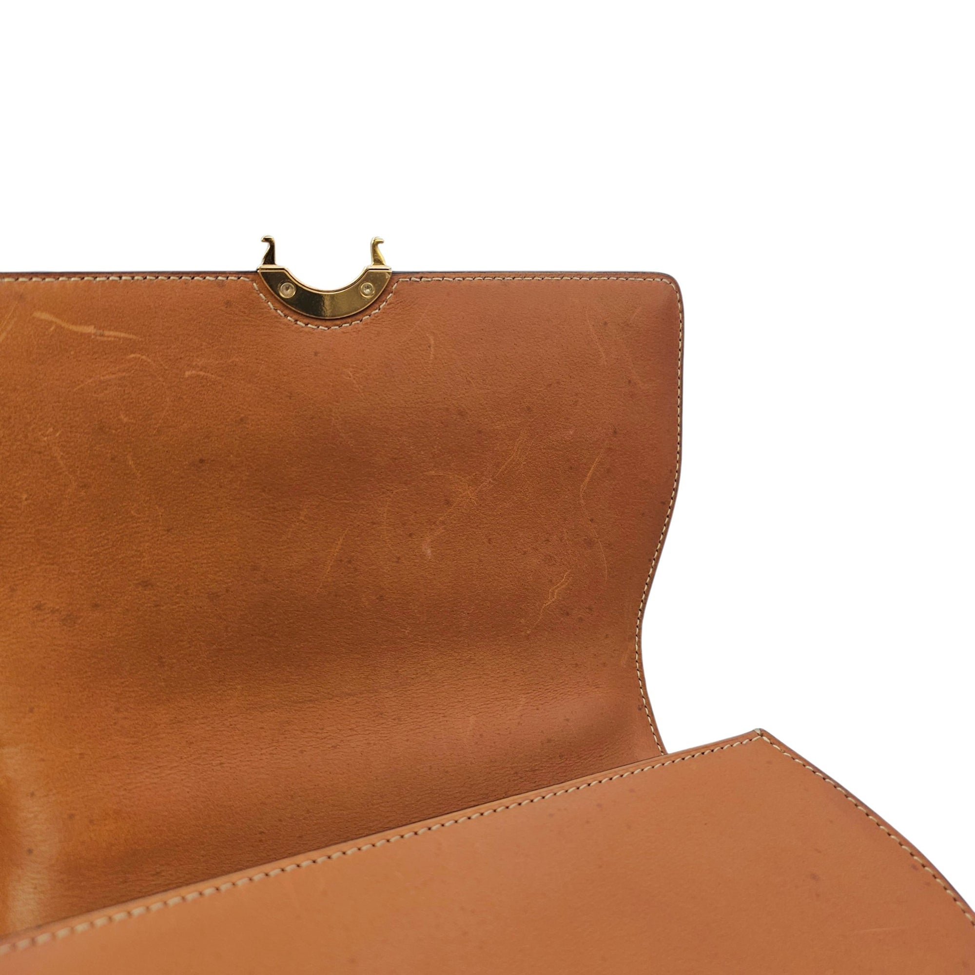 Rejane 23 Caramel Top Handle Bag in Calfskin Gold hardware