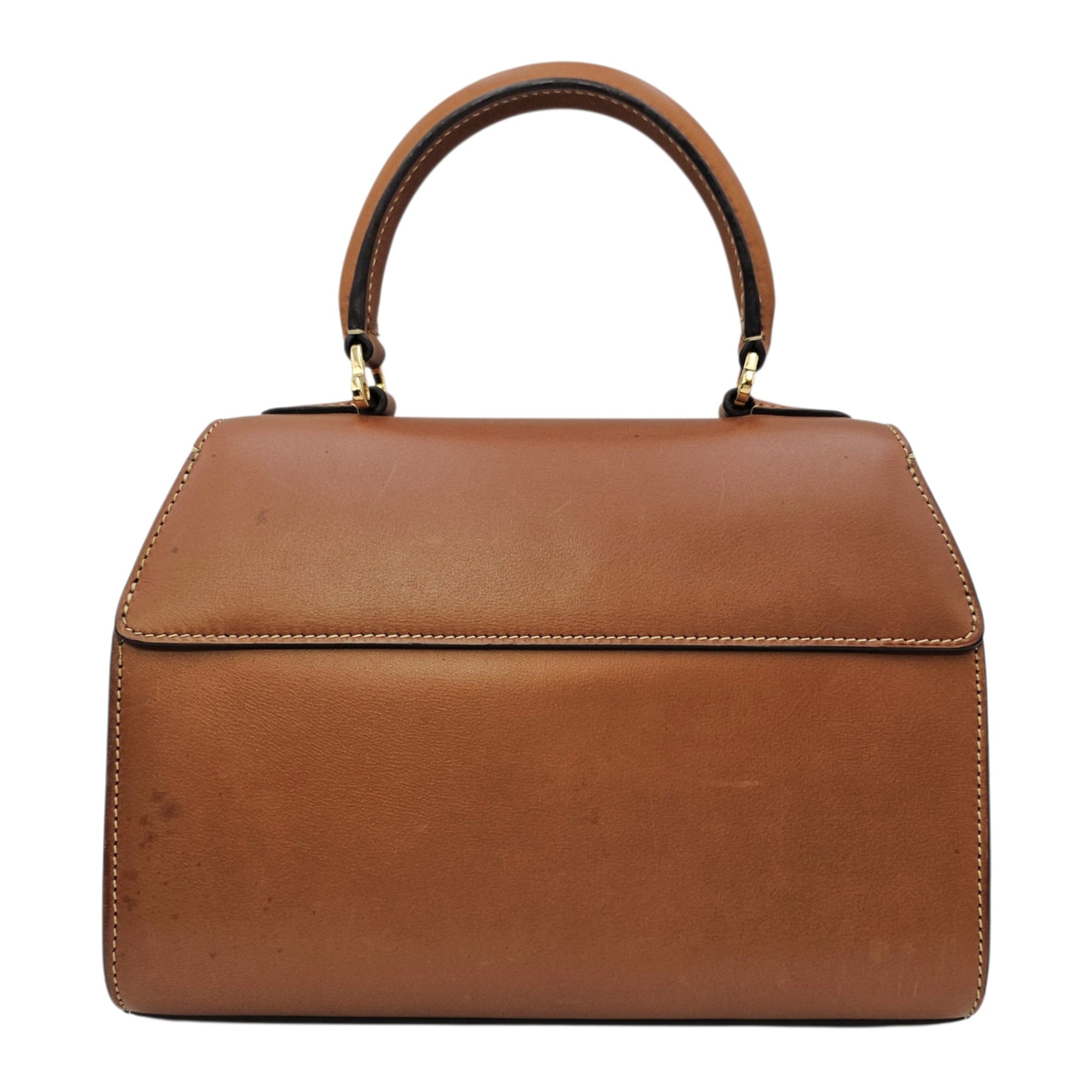 Rejane 23 Caramel Top Handle Bag in Calfskin Gold hardware
