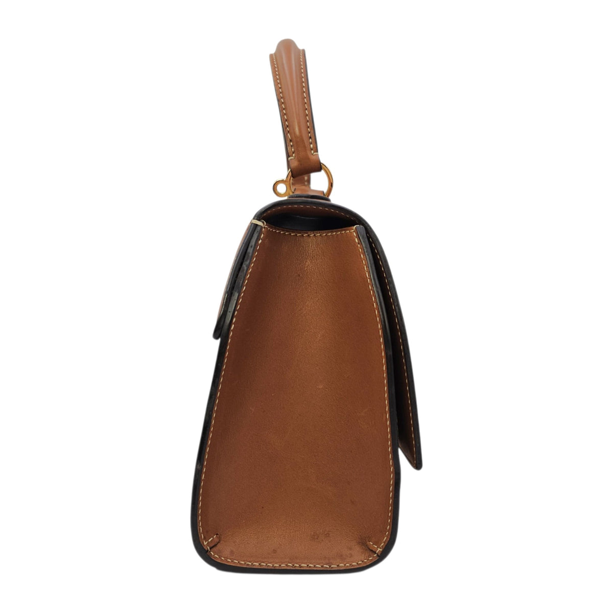 Rejane 23 Caramel Top Handle Bag in Calfskin Gold hardware