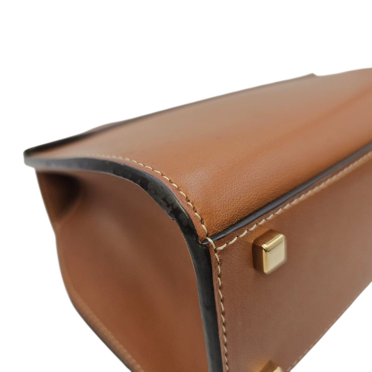 Rejane 23 Caramel Top Handle Bag in Calfskin Gold hardware