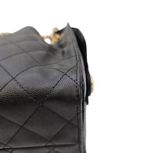 C25 Small Black Shoulder Bag in Caviar Leather Gold hardware