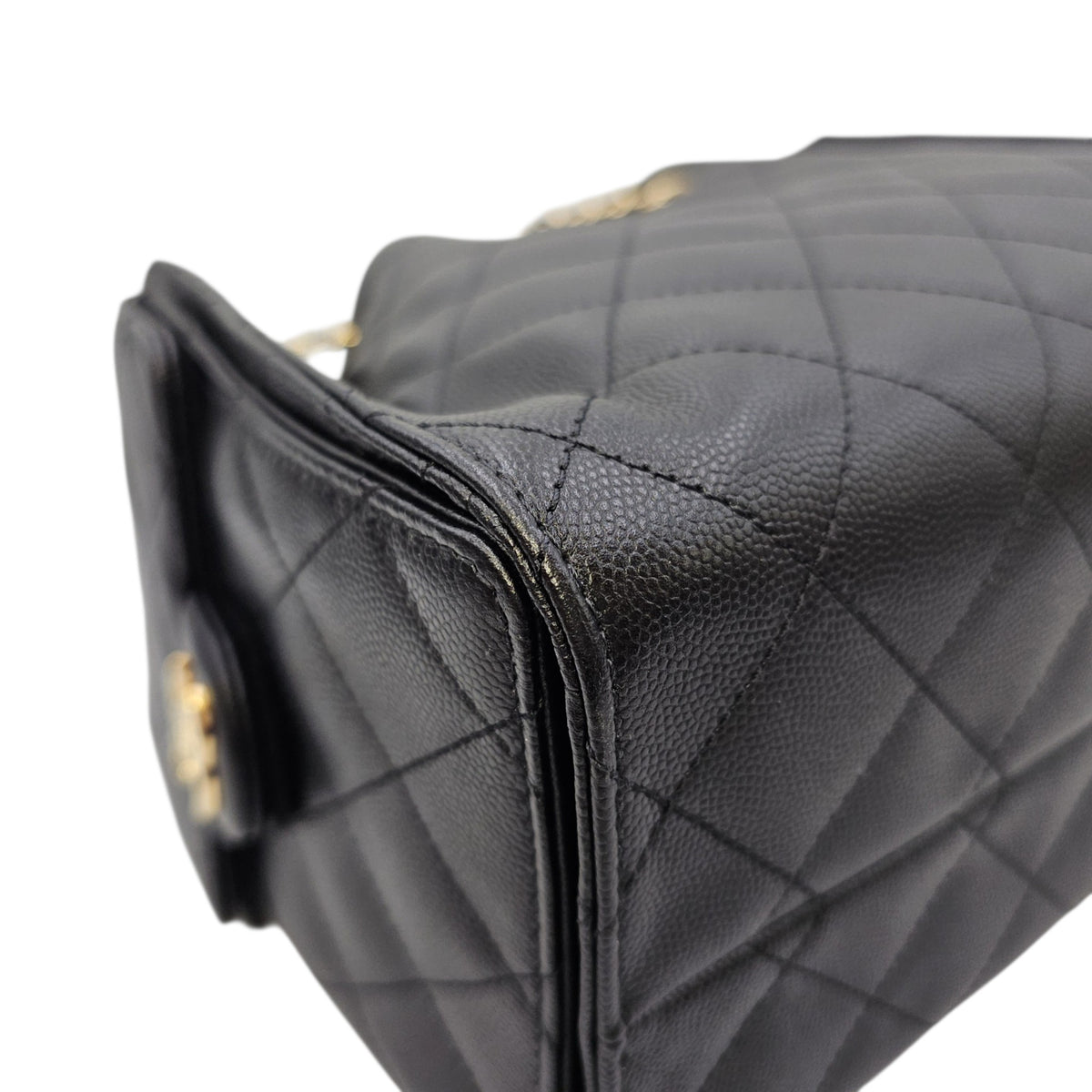 C25 Small Black Shoulder Bag in Caviar Leather Gold hardware
