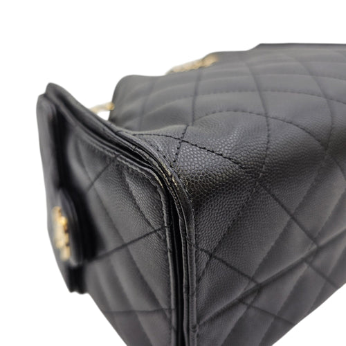 C25 Small Black Shoulder Bag in Caviar Leather Gold hardware