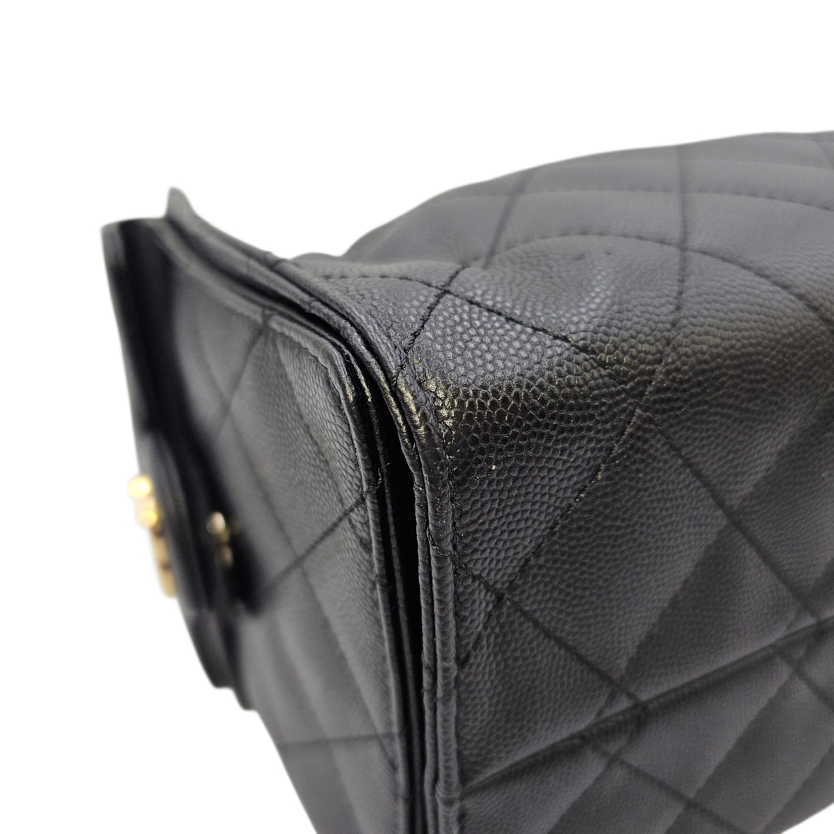 C25 Small Black Shoulder Bag in Caviar Leather Gold hardware