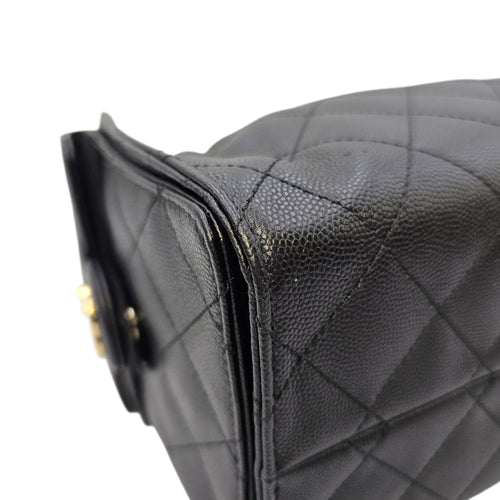 C25 Small Black Shoulder Bag in Caviar Leather Gold hardware