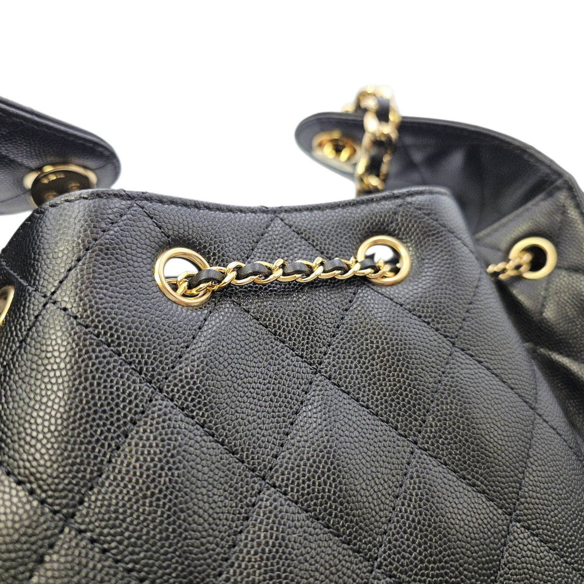 C25 Small Black Shoulder Bag in Caviar Leather Gold hardware