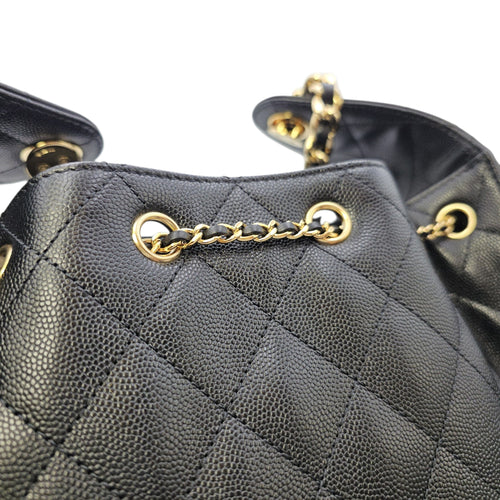C25 Small Black Shoulder Bag in Caviar Leather Gold hardware