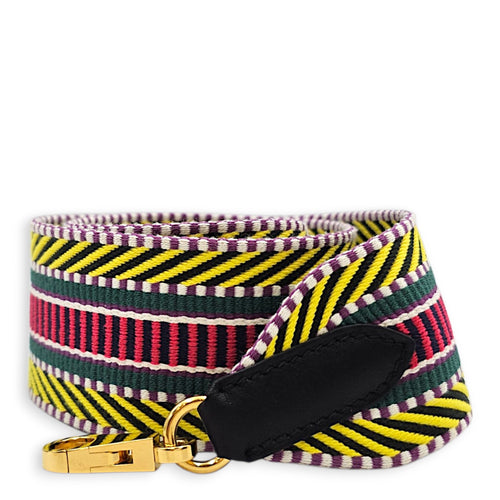 Sangle Cavale 50mm by 70cm  Noir/multi Bag Accessory in Toile/Swift Gold hardware