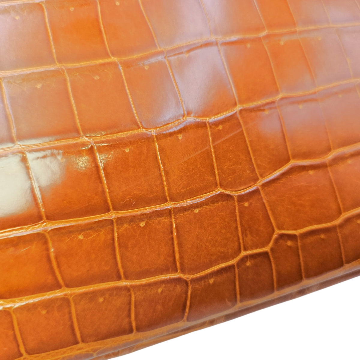 Birkin 35 Orange in Shiny Porosus Palladium hardware