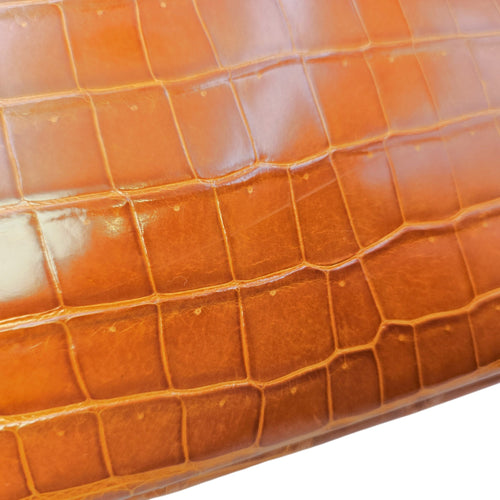 Birkin 35 Orange in Shiny Porosus Palladium hardware