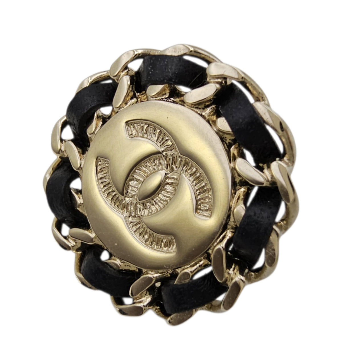 CC Logo Stud  Black Earrings in Calfskin Gold hardware