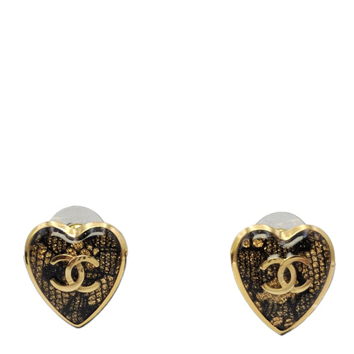 Heart shaped  Gold Earrings in Resin  Gold hardware