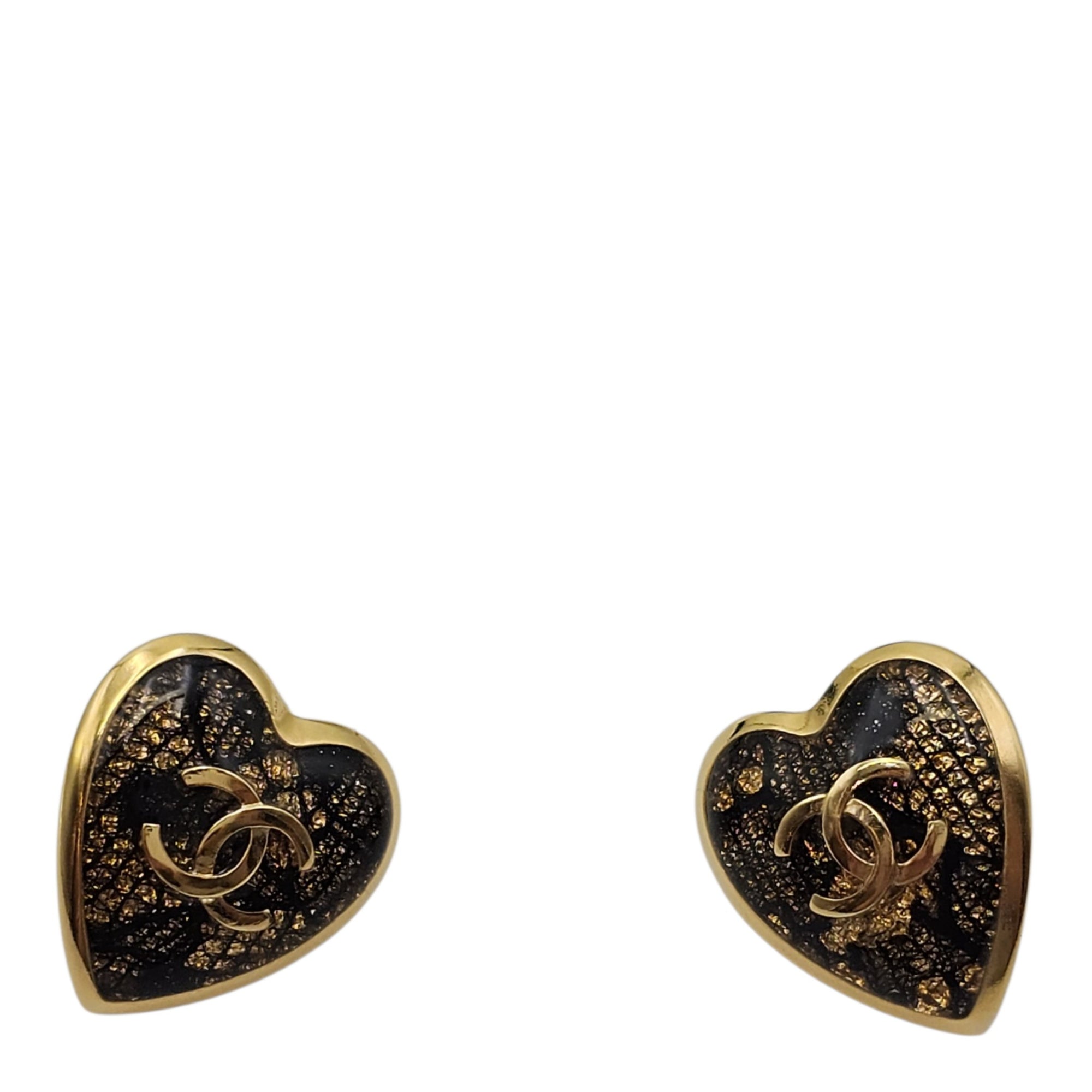 Heart shaped  Gold Earrings in Resin  Gold hardware