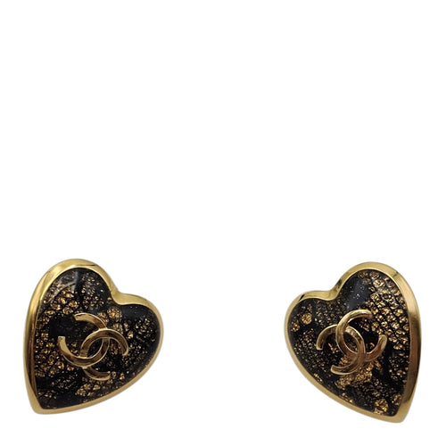 Heart shaped  Gold Earrings in Resin  Gold hardware