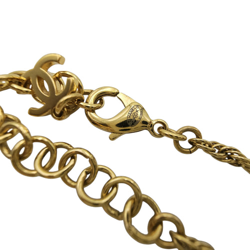 Heart Shaped Pendant with CC Logo Design  Gold Necklace  Gold hardware
