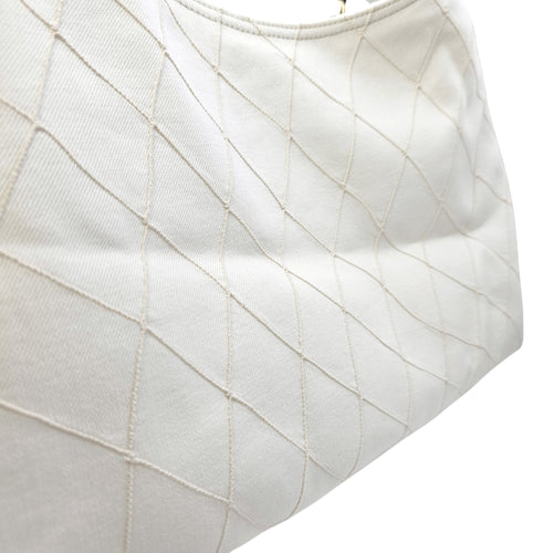 Shopping  Large White Shoulder Bag in Canvas Gold hardware