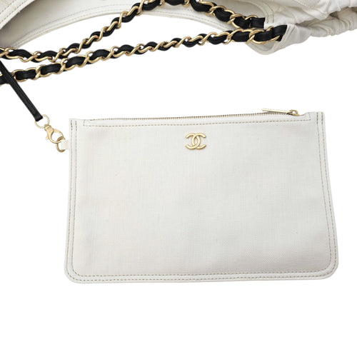 Shopping  Large White Shoulder Bag in Canvas Gold hardware