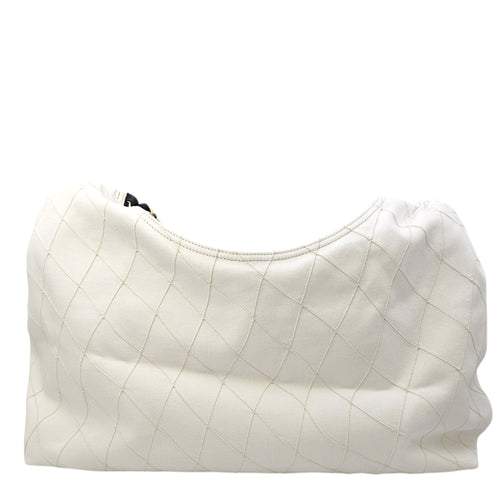 Shopping  Large White Shoulder Bag in Canvas Gold hardware