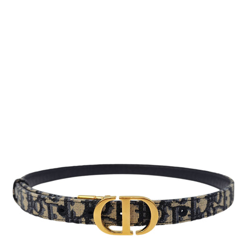 Oblique Navy Belt in Jacquard Gold hardware