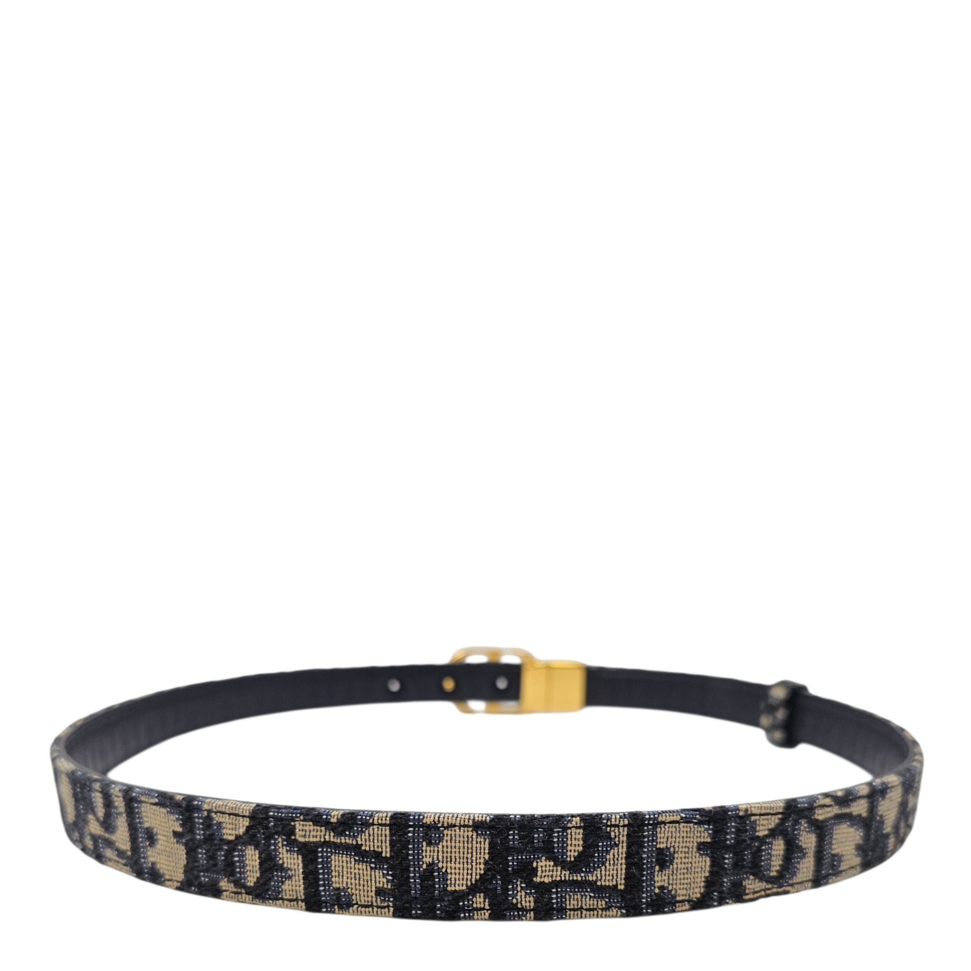Oblique Navy Belt in Jacquard Gold hardware
