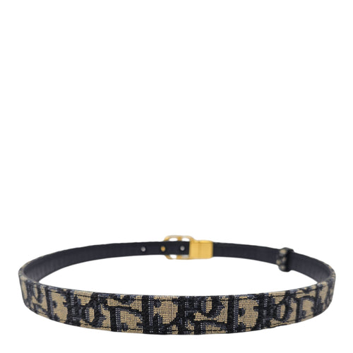 Oblique Navy Belt in Jacquard Gold hardware