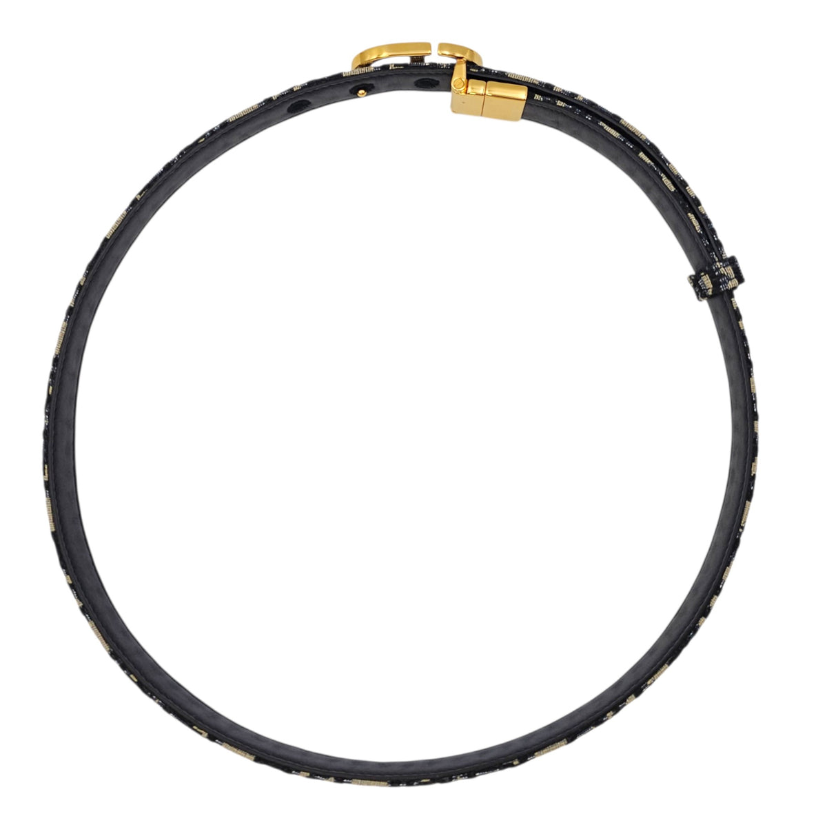 Oblique Navy Belt in Jacquard Gold hardware