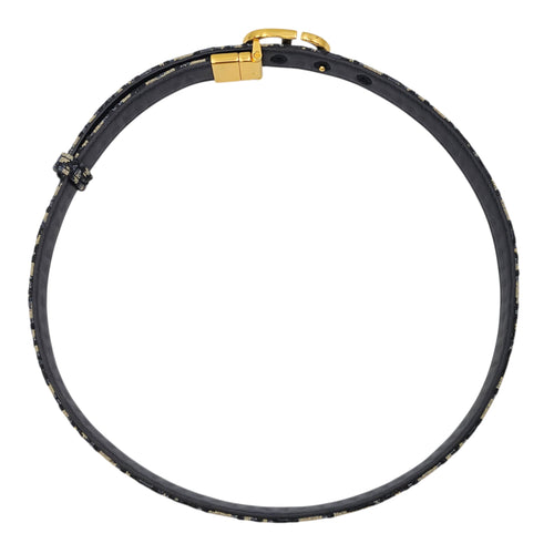 Oblique Navy Belt in Jacquard Gold hardware