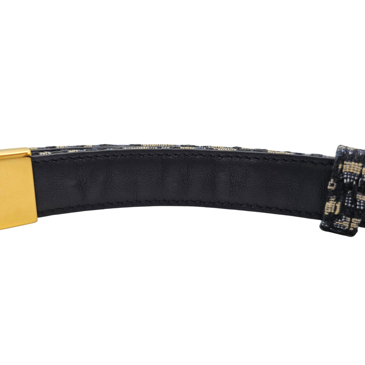 Oblique Navy Belt in Jacquard Gold hardware
