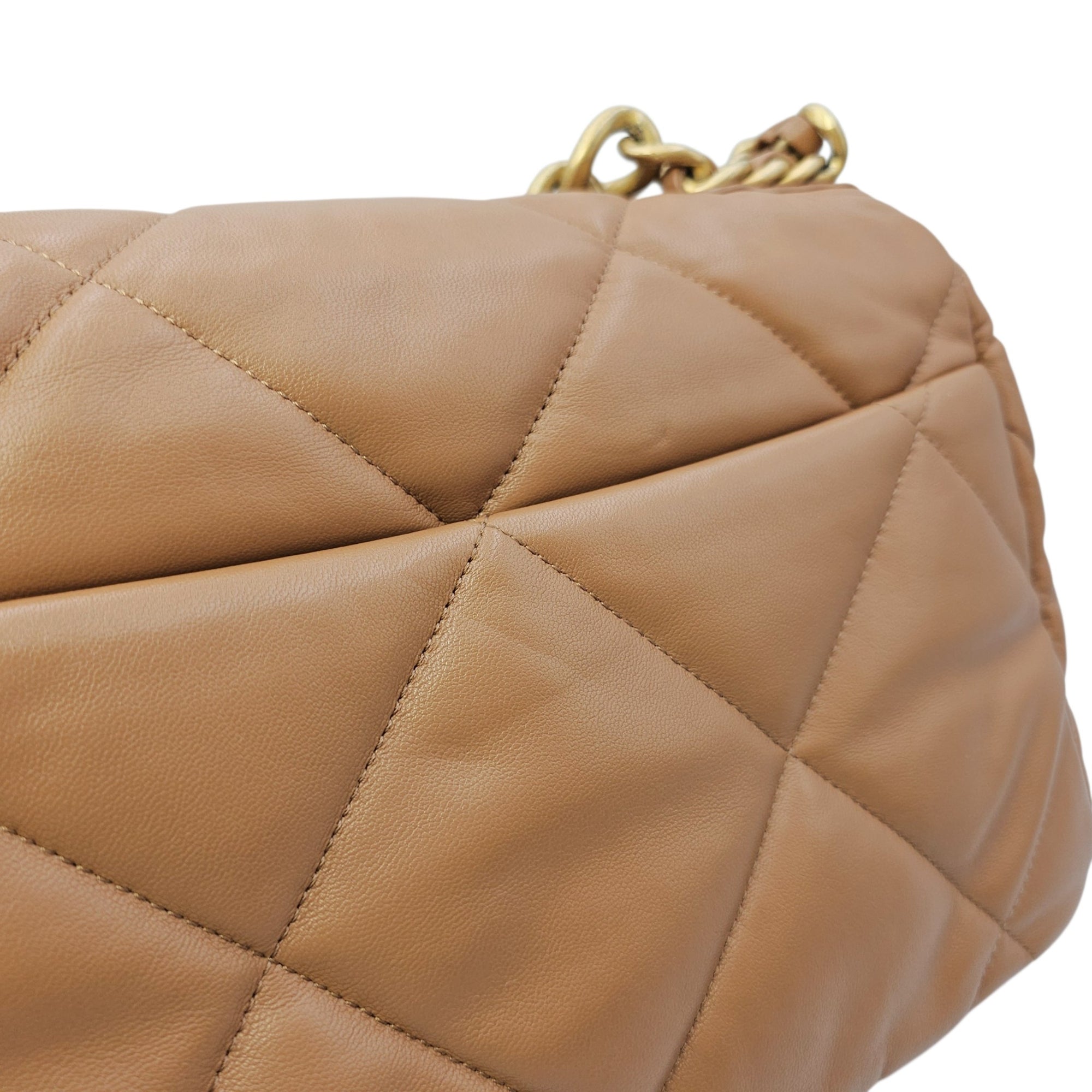 C19 Large Caramel Shoulder Bag in Goat Leather Mixed hardware