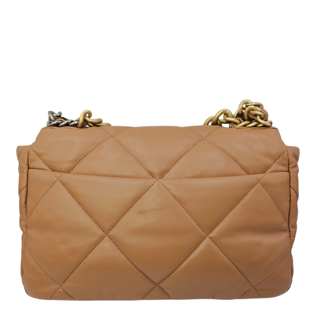 C19 Large Caramel Shoulder Bag in Goat Leather Mixed hardware