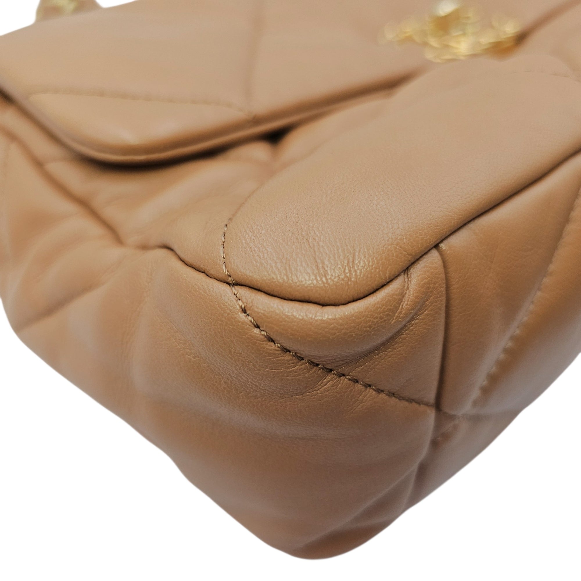 C19 Large Caramel Shoulder Bag in Goat Leather Mixed hardware
