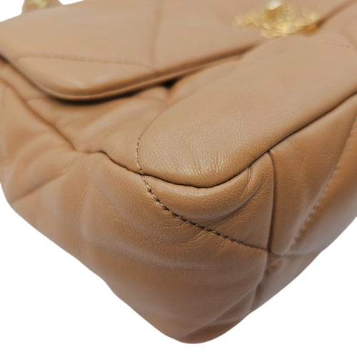 C19 Large Caramel Shoulder Bag in Goat Leather Mixed hardware