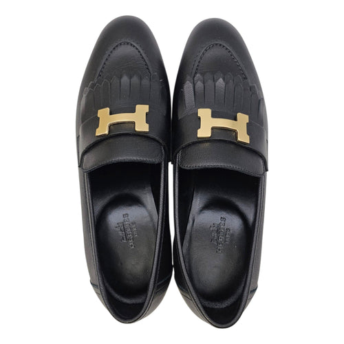 Royal Loafer. Sz: 38 Noir Loafers in Goat Leather Permabrass hardware