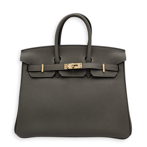 Birkin 25 Gris Meyer in Togo Permabrass hardware